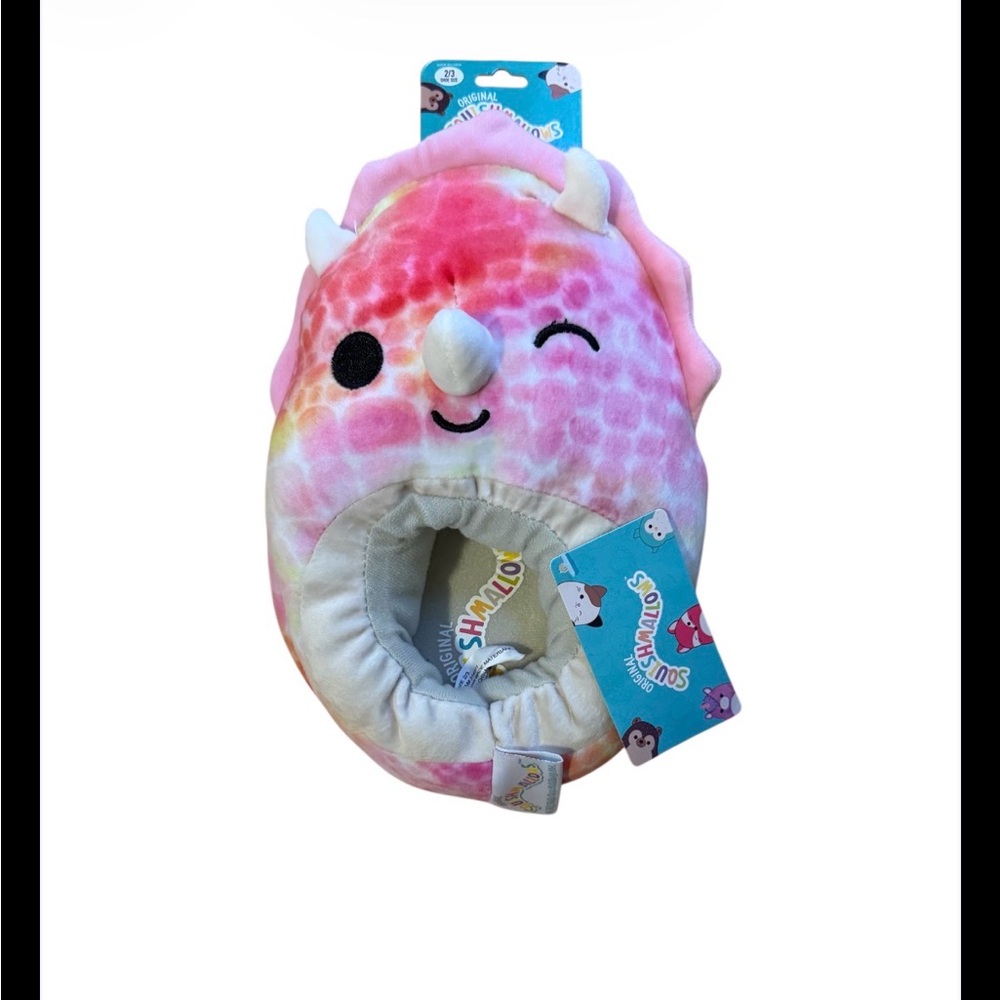 Squishmallows Tie-Dye Dinosaur Plush Slippers